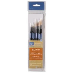 Top 10 💯 12 Packs: 8 ct. (96 total) Necessities™ Golden Synthetic Acrylic Round Variety Brush Set by Artist's Loft™ by Artists Loft ⌛ -Artists Loft Sales 10171139 1