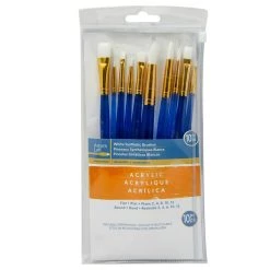Budget 👍 White Synthetic Acrylic Round & Flat 10 Piece Brush Combo By Artist's Loft® Necessities™ by Artists Loft 😀 -Artists Loft Sales 10171153 1