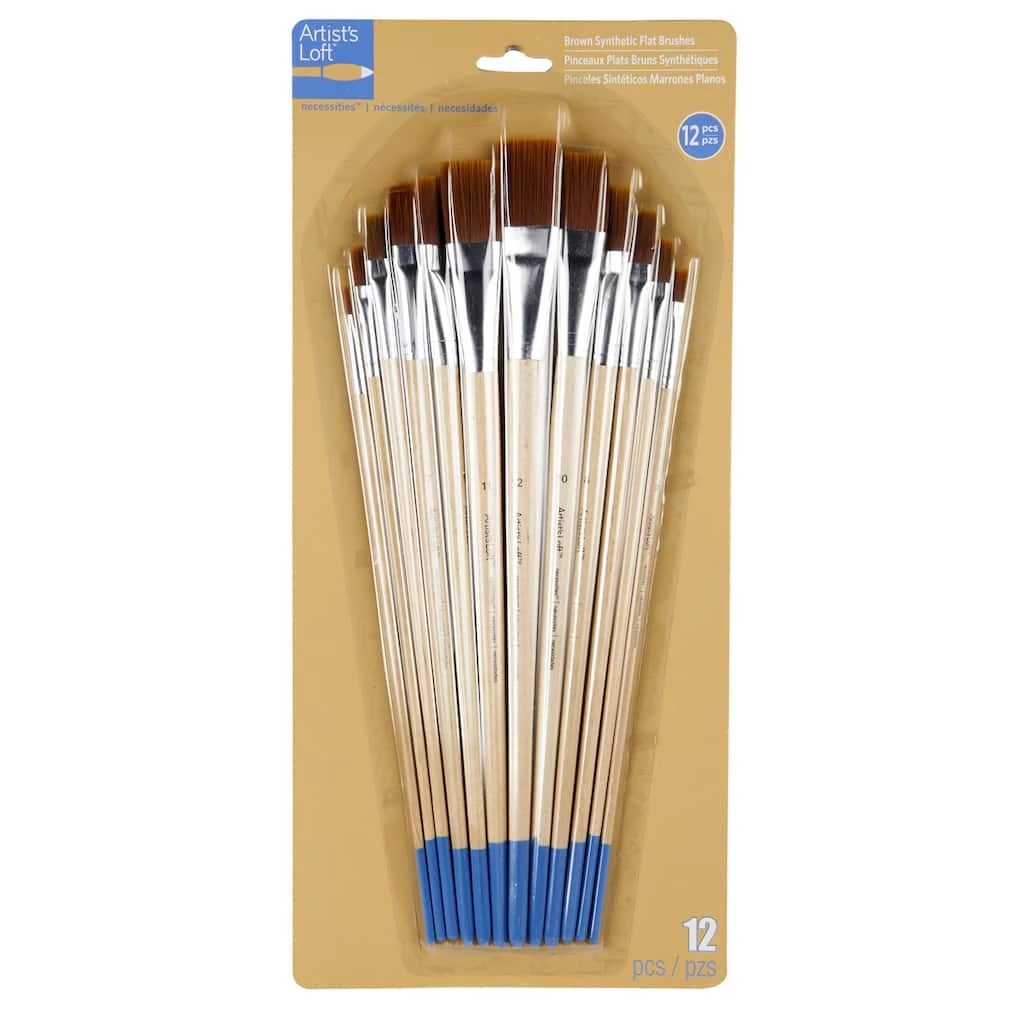 Buy ❤️ Brown Synthetic Flat Brushes by Artist's Loft® Necessities™ by Artists Loft ✔️ 4 Buy ❤️ Brown Synthetic Flat Brushes by Artist's Loft® Necessities™ by Artists Loft ✔️ - Image 2