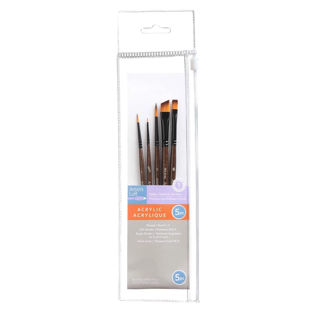 Cheapest 🤩 Golden Synthetic Acrylic 5 Piece Brush Set by Artist's Loft™ by Artists Loft ❤️ 4 Cheapest 🤩 Golden Synthetic Acrylic 5 Piece Brush Set by Artist's Loft™ by Artists Loft ❤️ - Image 2