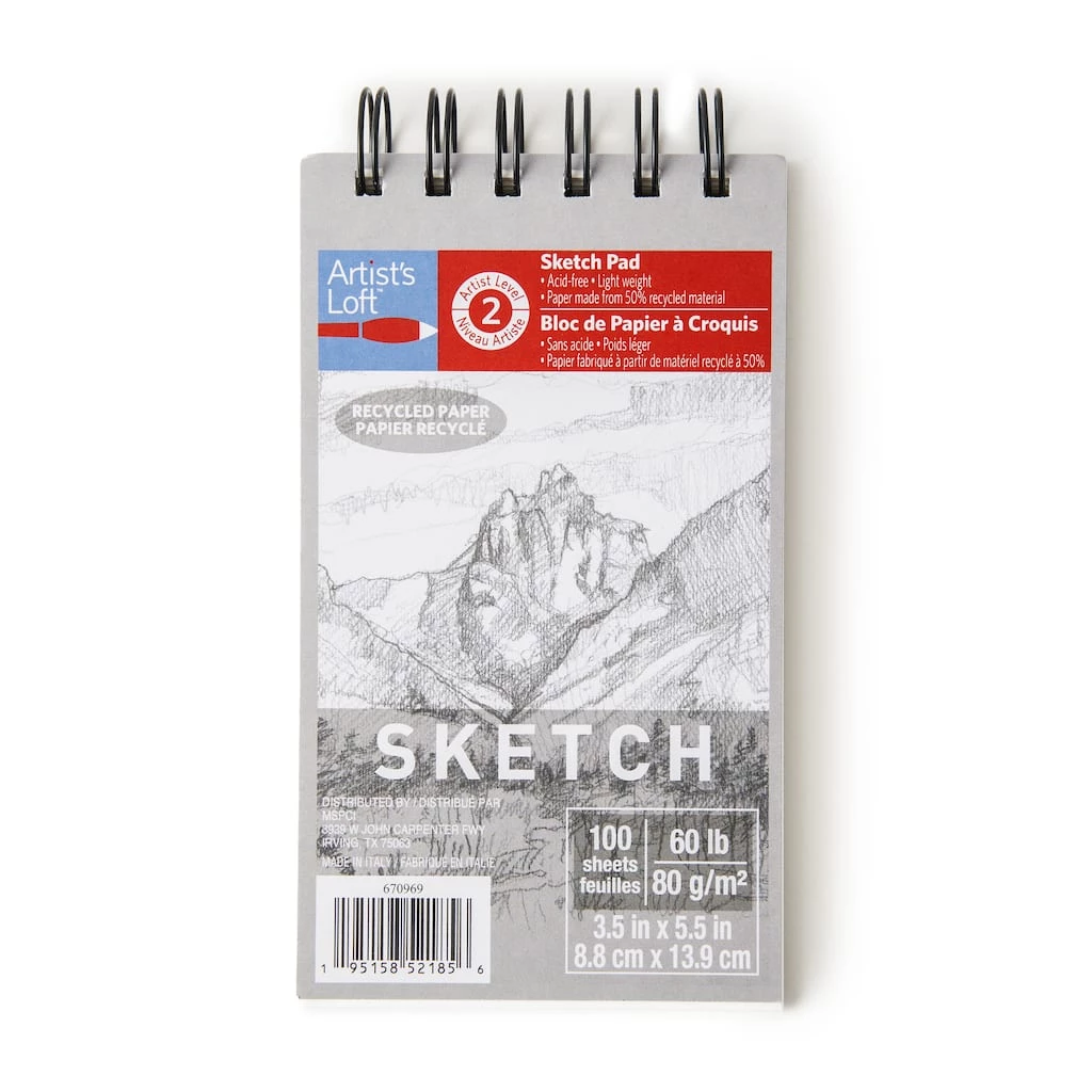 Budget π 12 Pack: Recycled Sketch Paper Pad by Artist's Loft™, 3.5" x 5" by Artists Loft β 3 Budget π 12 Pack: Recycled Sketch Paper Pad by Artist's Loft™, 3.5" x 5" by Artists Loft β