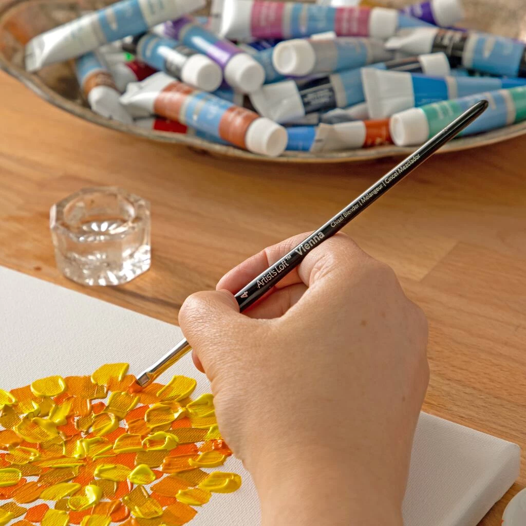 Discount π 12 Pack: Vienna Golden Taklon Short Handle Chisel Blender Brush by Artist's Loft™ by Artists Loft βοΈ 4 Discount π 12 Pack: Vienna Golden Taklon Short Handle Chisel Blender Brush by Artist's Loft™ by Artists Loft βοΈ - Image 2