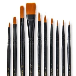 Outlet 😀 12 Packs: 10 ct. (120 total) Necessities™ Golden Synthetic Acrylic Brush Set by Artist's Loft™ by Artists Loft 🌟