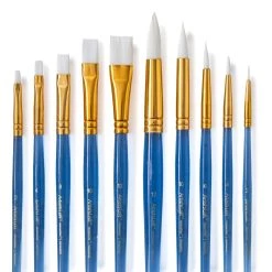 Brand new ❤️ 12 Packs: 10 ct. (120 total) Necessities™ White Synthetic Acrylic Round & Flat Brush Set by Artist's Loft™ by Artists Loft 🔥