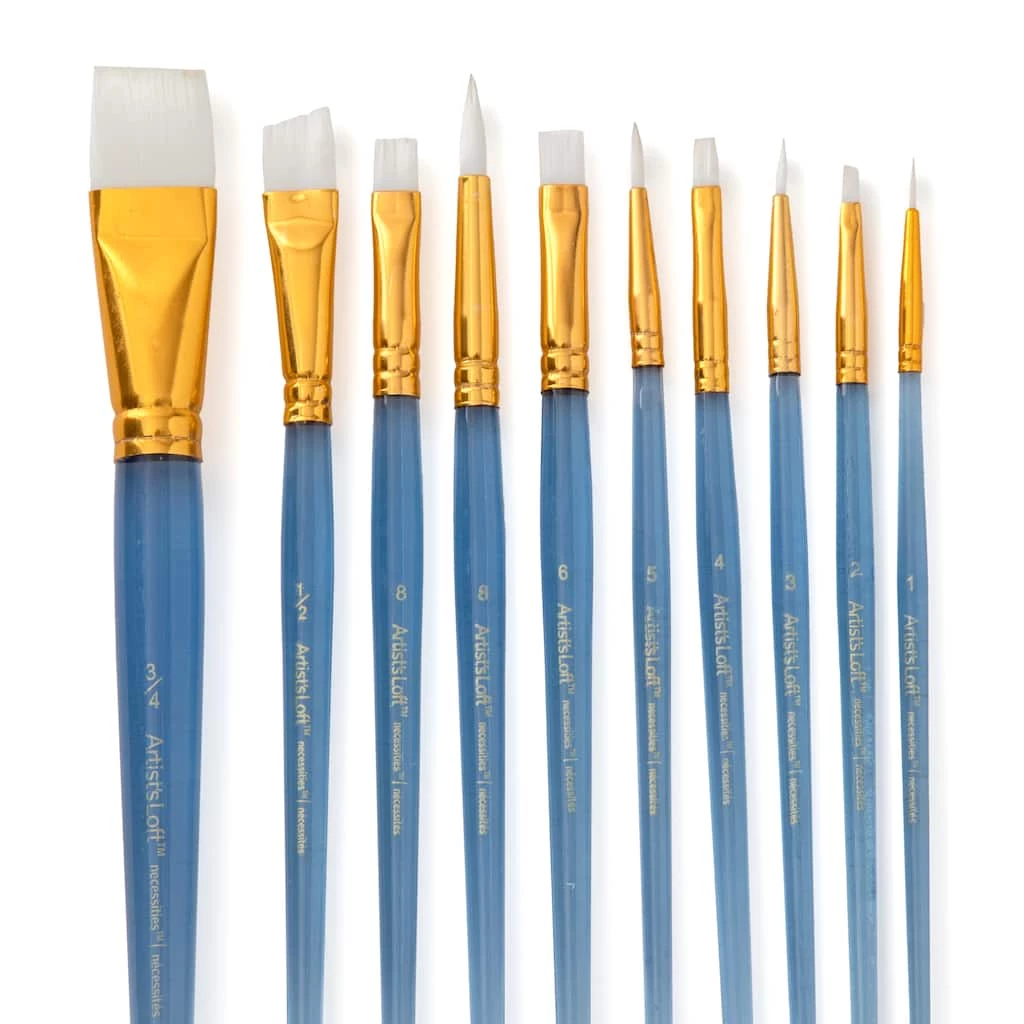 Top 10 π 12 Packs: 10 ct. (120 total) Necessities™ White Synthetic Acrylic Variety Brush Set by Artist's Loft™ by Artists Loft β¨ 3 Top 10 π 12 Packs: 10 ct. (120 total) Necessities™ White Synthetic Acrylic Variety Brush Set by Artist's Loft™ by Artists Loft β¨